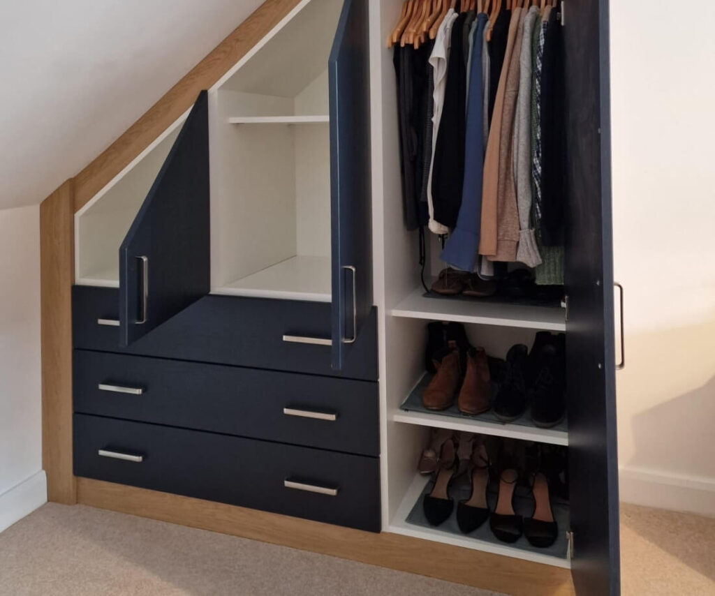 blue hinged wardrobe doors